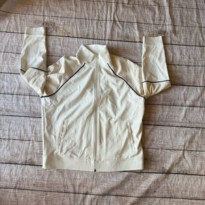 Vince Men's Leche Off White/Sail White Colorblock Full Zip Track Jacket Size XL